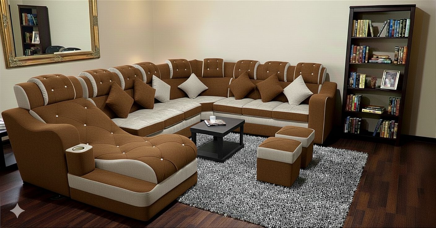 Sillon sofa esquinero HAWAI 3.80 x 3.10 x 1.60 en U moderno living en L | pana lino o cuerina cuero talampaya