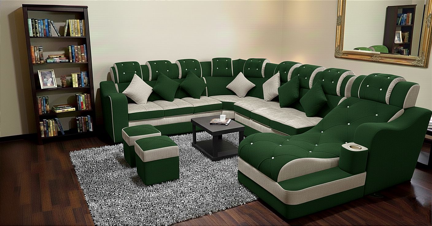 Sillon sofa esquinero HAWAI 3.80 x 3.10 x 1.60 en U moderno living en L | pana lino o cuerina cuero talampaya