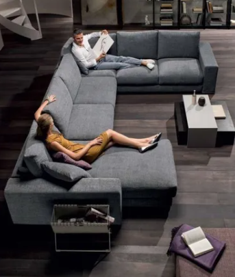 Sillon sofa esquinero placer 2.90 x 2.30 x 1.60 en U moderno living | pana lino o cuerina cuero talampaya