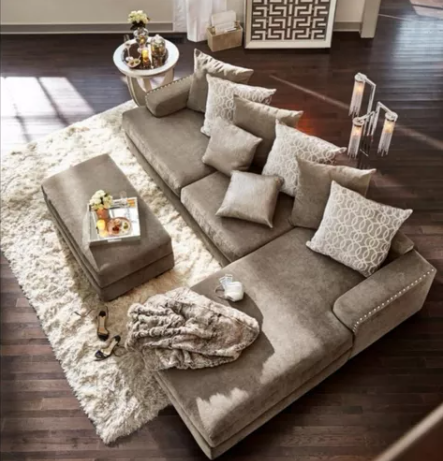 Sillon sofa esquinero MILAN 2.50 x 1.90 + puff moderno living en L antidesgarro