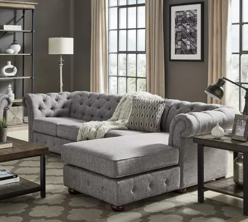 Sillon sofa esquinero chesterfield 2.60 x 1.70 moderno living en L 4 cuerpos | pana lino o cuerina cuero talampaya