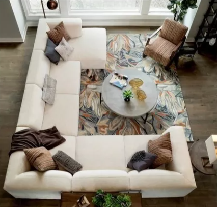 Sillon sofa esquinero moderno 2.90 x 2.30 x 1.60 moderno living en U modular | pana lino o cuerina cuero talampaya