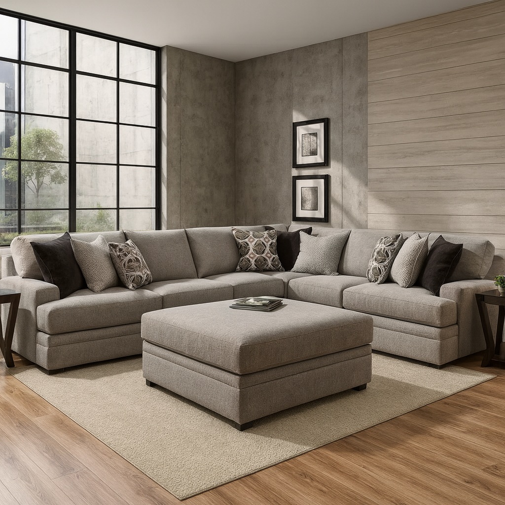 Sillon sofa esquinero GENESIS 2.80 x 2.20 moderno living en L | pana lino o cuerina cuero talampaya