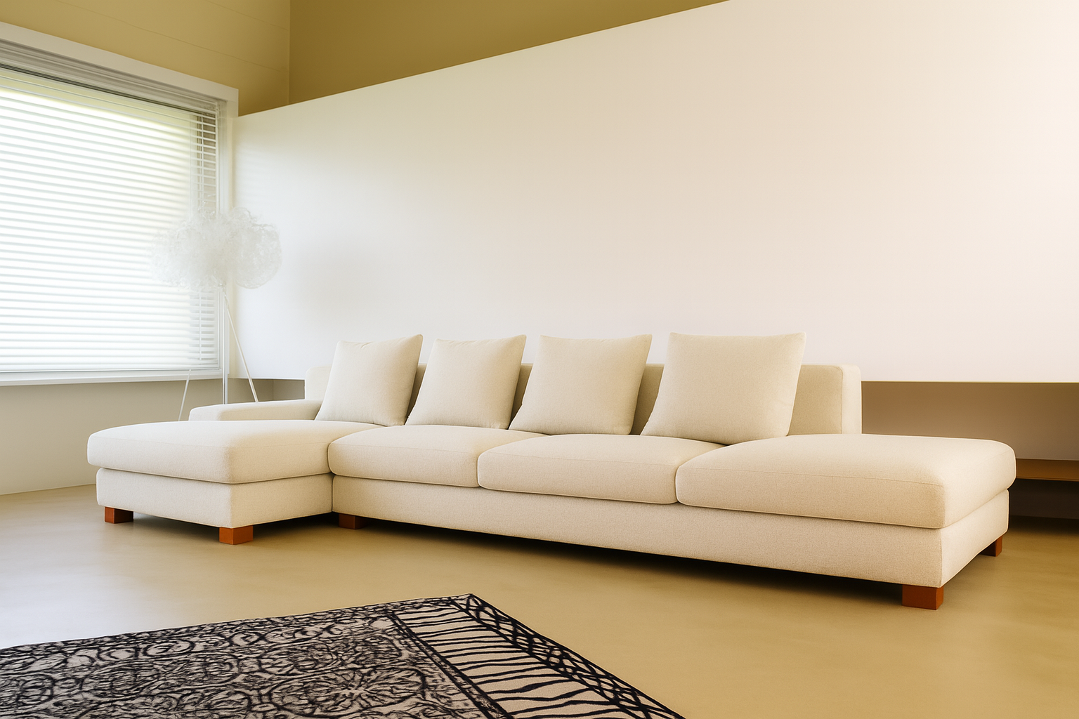 Sillon sofa esquinero LUXURY 3.00 x 1.60 moderno living en L 4 cuerpos | pana lino o cuerina cuero talampaya