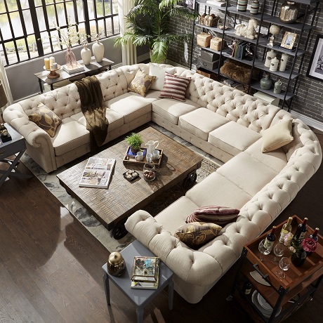 Sillon sofa esquinero chesterfield en U 3.80 x 3.10 x 3.10 moderno living en L