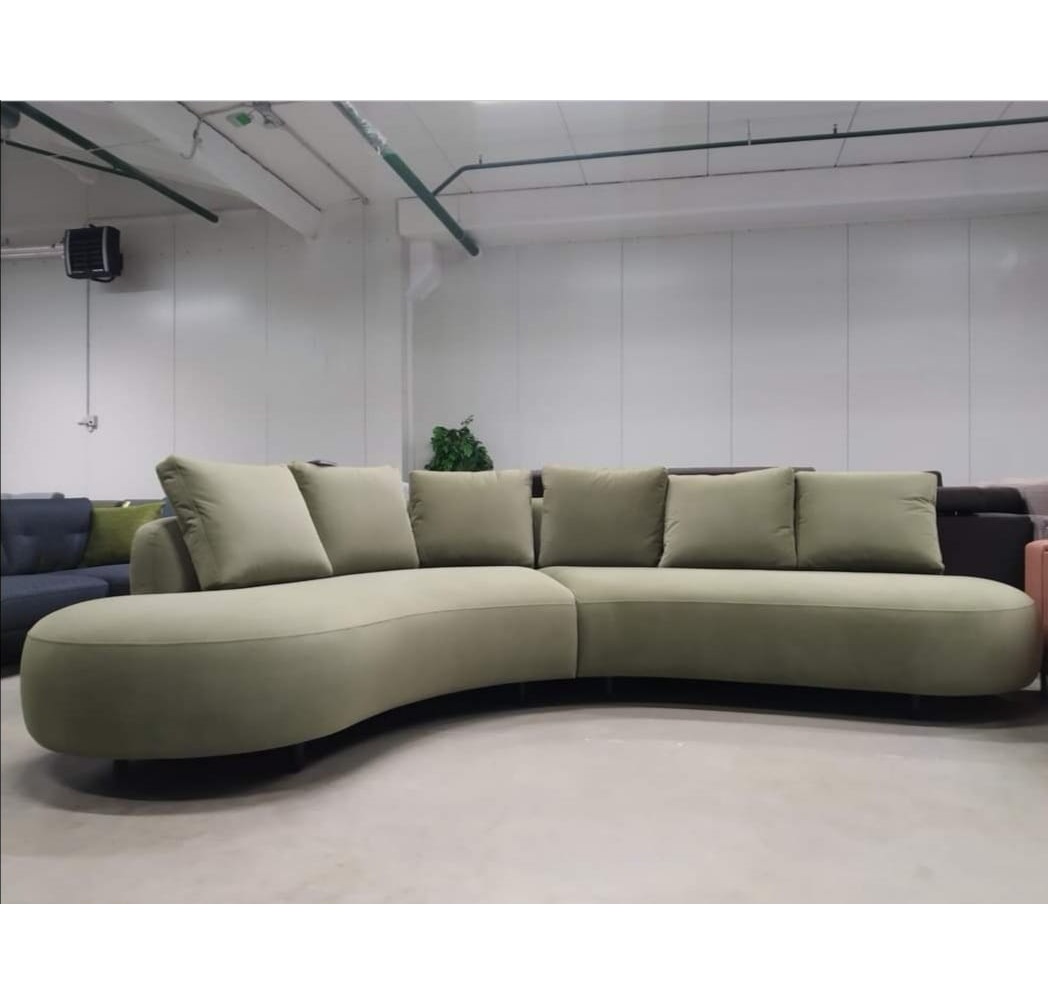 Sillon sofa isla curvo 3.45 moderno living | pana lino o cuerina cuero talampaya