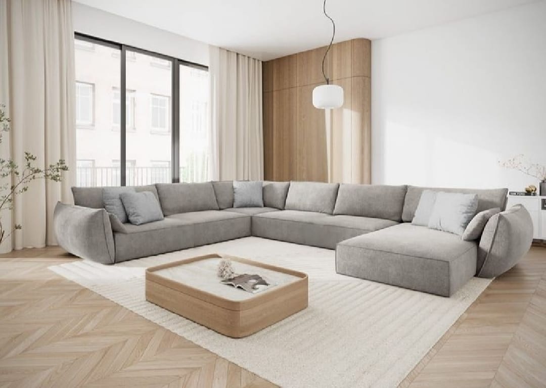 Sillon sofa esquinero PORTUGAL 3.20 x 2.60 x 1.60 en U moderno living en L | pana lino o cuerina cuero talampaya