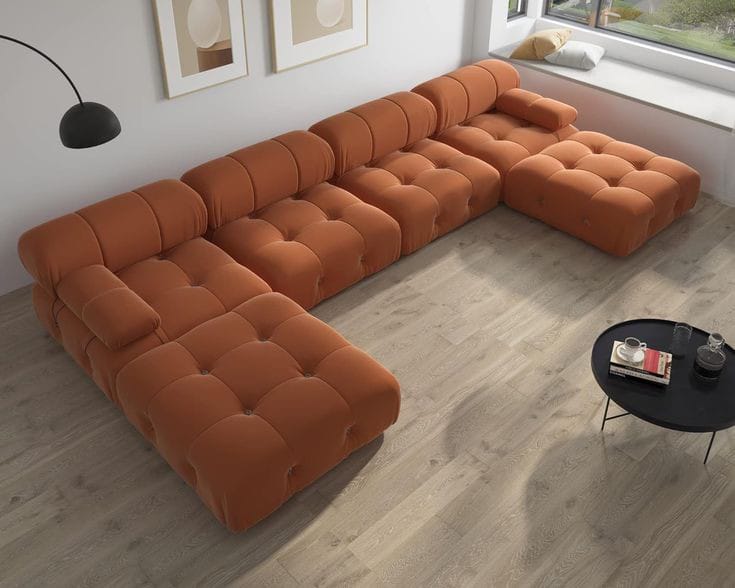 Sillon sofa esquinero ESPLENDOR 3.20 x 1.80 x 1.80 en U moderno living en L modular | pana lino o cuerina cuero talampaya