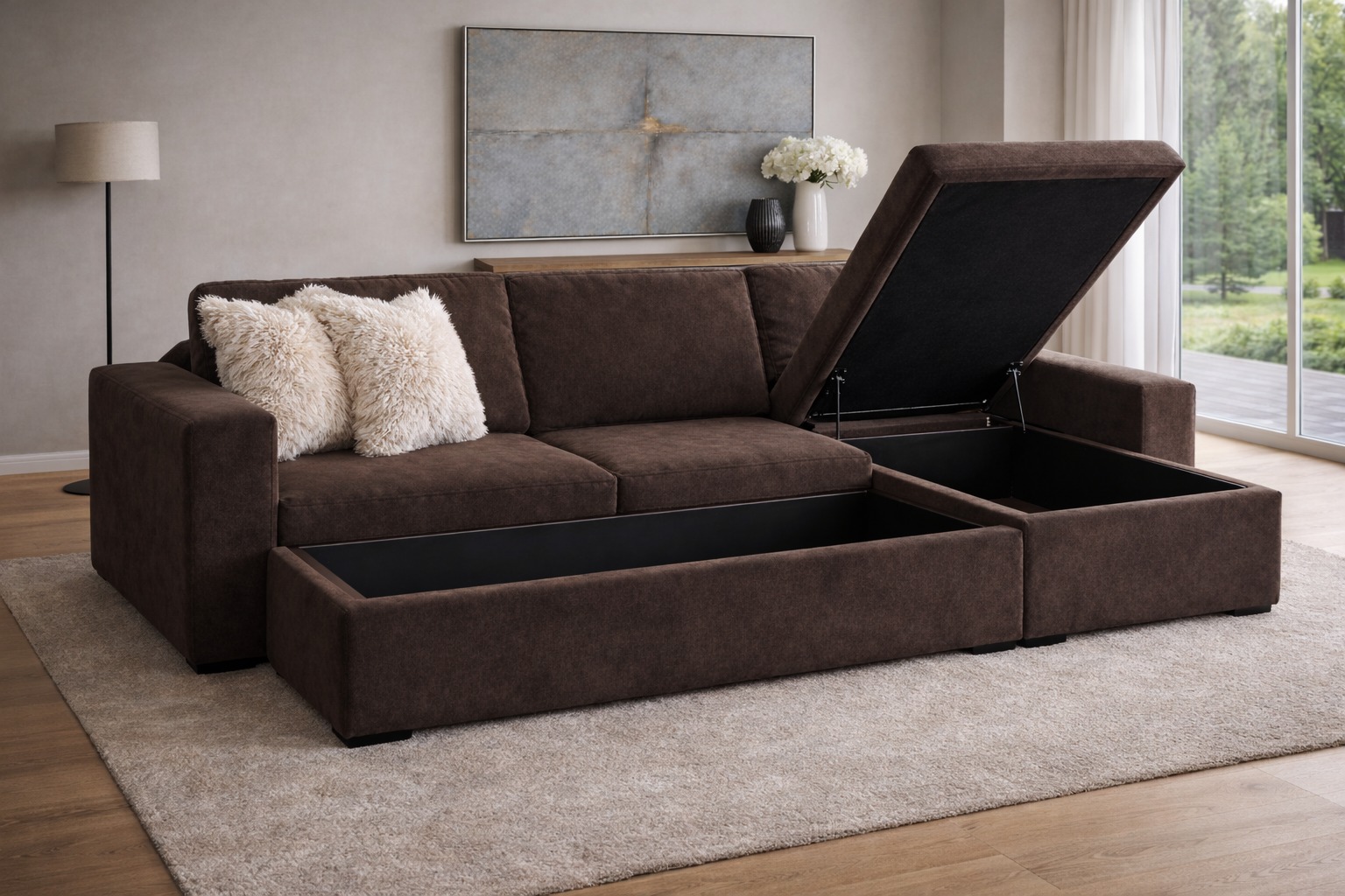 Sillon sofa esquinero con baul y cajon 3 cuerpos 2.20 x 1.60 antidesgarro