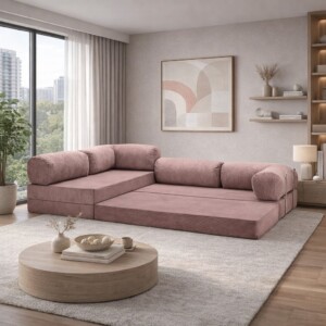 Sillon sofa esquinero cama TEDDY 3 x 2 moderno y funcional